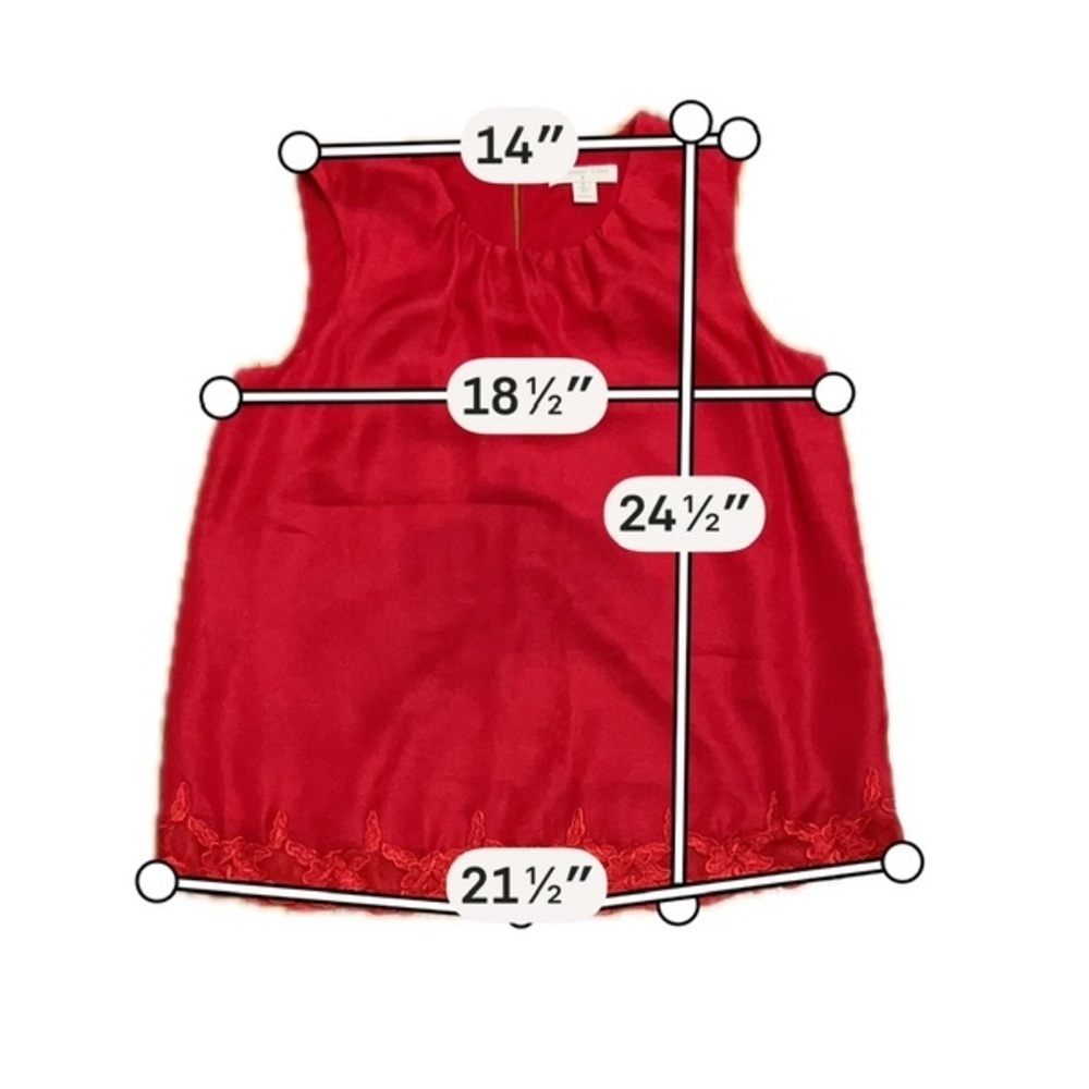 Coldwater Creek Red Lace Hem Sleeveless Blouse – Women’s Medium Elegant Dressy - Picture 7 of 7